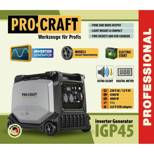 Інверторний бензиновий генератор Procraft IGP45(4.5квт )