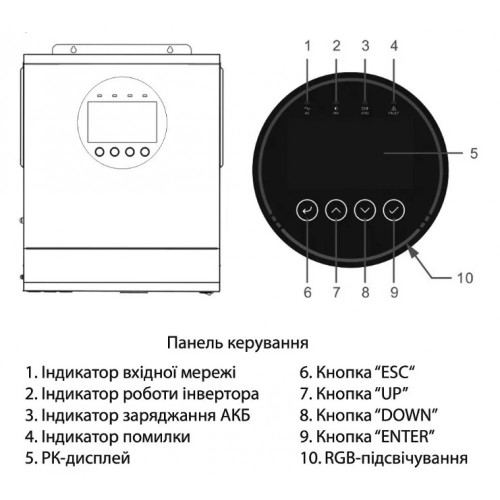 ARUNA Інвертор гібр. SOLAR FGI S5000/24 (5kW, 24V, 160А, Wi-Fi) ARUNA Інвертор гібр. SOLAR FGI S5000/24 (5kW, 24V, 160А, Wi-Fi)