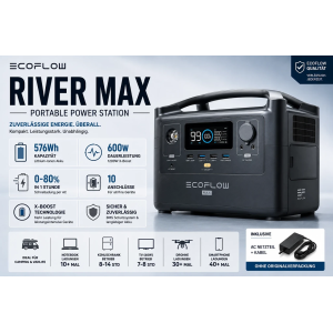 Зарядна станція EcoFlow RIVER Max (576 Вт·год)