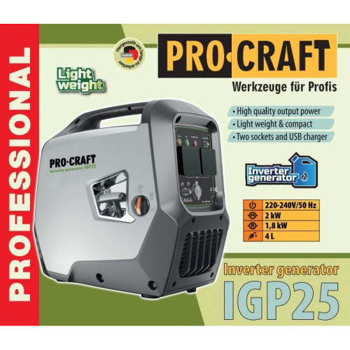 Інверторний бензиновий генератор Procraft IGP25 2.0 кВт