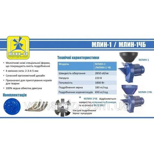 Кормоподрібнювач МЛИН-ОК 1 (млинок)зернодробілка Кормоподрібнювач МЛИН-ОК 1 (млинок)зернодробілка