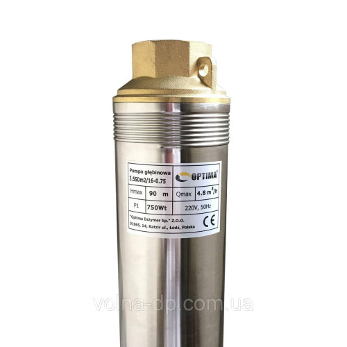 Насос свердловинний OPTIMA 3.5SDm2/16 0.75 кВт 90м + пульт +кабель 15м NEW