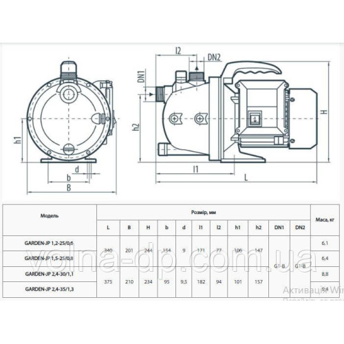 Поверхневий насос Garden-JP1.2-25/0.6 "NPO" Поверхневий насос Garden-JP1.2-25/0.6 "NPO"