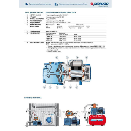 Відцентровий Насос PEDROLLO JSWm 2СХ 0,75 кВт Відцентровий Насос PEDROLLO JSWm 2СХ 0,75 кВт