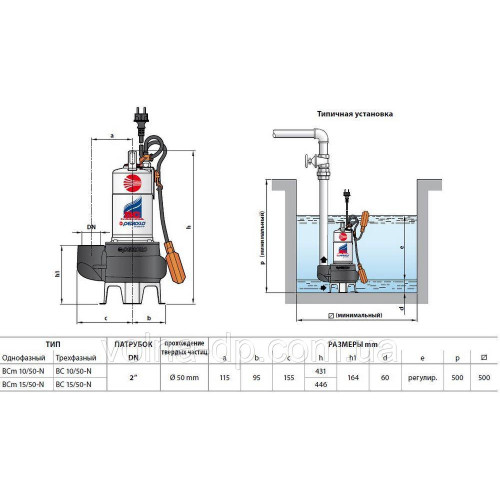 Фекальний насос Pedrollo BCm 15/50-N(10 метрів кабель)