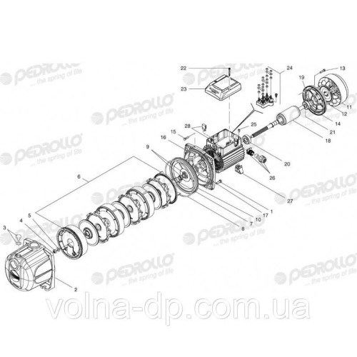 Багатоступінчастий відцентровий насос Pedrollo 3CPm 100