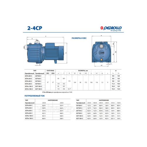 Багатоступінчастий відцентровий насос Pedrollo 3CPm 100