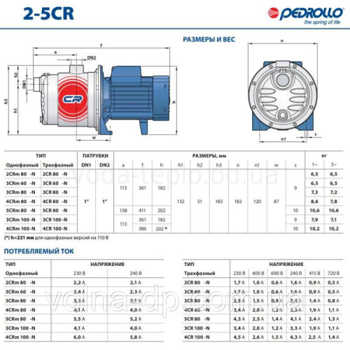 Багатоступінчастий насос 5CRm-100 Pedrollo