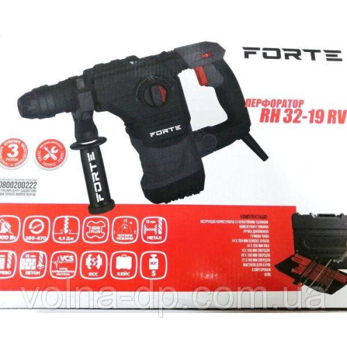 Перфоратор бочкової SDS-plus 1900Вт, 32мм Forte RH 32-19 RV (96390) Перфоратор бочкової SDS-plus 1900Вт, 32мм Forte RH 32-19 RV (96390)