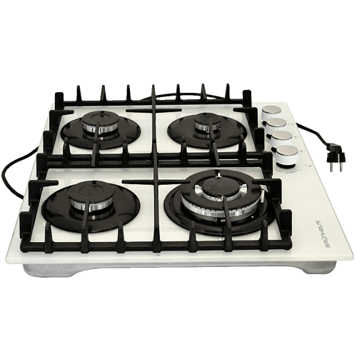 Газова варильна поверхня GRUNHELM GPG 6254 WF 4 конфорки, чавун, пластик, біла)