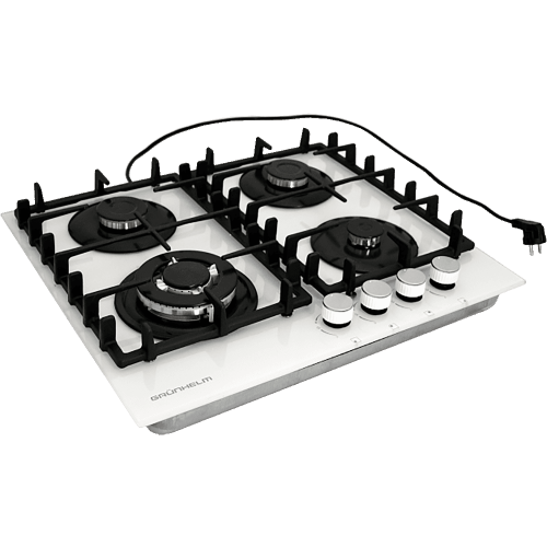Газова варильна поверхня GRUNHELM GPG 6254 WF 4 конфорки, чавун, пластик, біла)