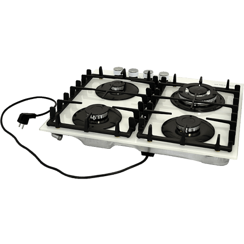 Газова варильна поверхня GRUNHELM GPG 6254 WF 4 конфорки, чавун, пластик, біла)