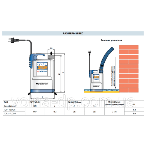 Насос дренажний Pedrollo TOP 2-FLOOR