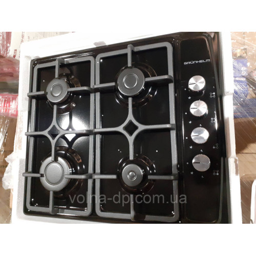Варильна газова поверхня GRUNHELM GPG161B газ емаль метал (чорна)