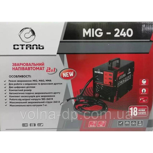 Зварювальний напівавтомат СТАЛЬ MIG-240 (901126) Зварювальний напівавтомат СТАЛЬ MIG-240 (901126)
