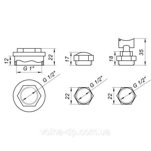 Комплект футорок секційного радіатора CRISTAL NR-2011 1/2" (HT 404) Комплект футорок секційного радіатора CRISTAL NR-2011 1/2" (HT 404)