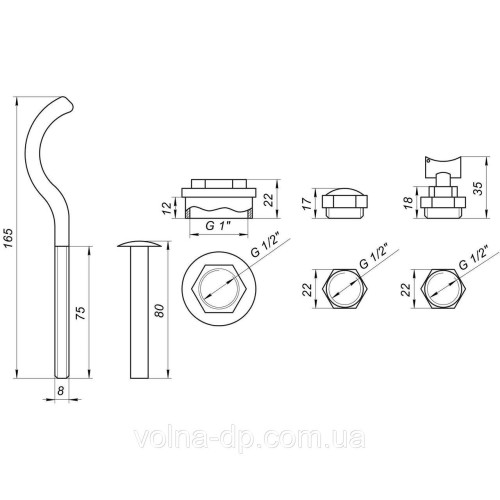 Комплект футорок секційного радіатора CRISTAL NR-2013 1/2" з 2-кронштейнами (HT 405) Комплект футорок секційного радіатора CRISTAL NR-2013 1/2" з 2-кронштейнами (HT 405)