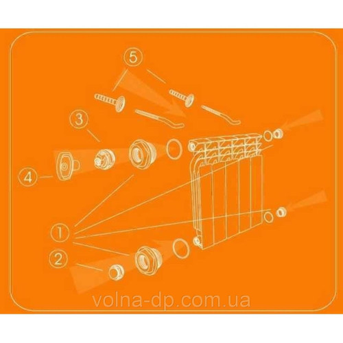 Комплект футорок секційного радіатора CRISTAL NR-2014 3/4" з 2-кронштейнами (HT 405) Комплект футорок секційного радіатора CRISTAL NR-2014 3/4" з 2-кронштейнами (HT 405)