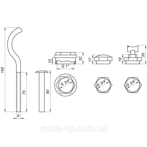 Комплект футорок секційного радіатора CRISTAL NR-2014 3/4" з 2-кронштейнами (HT 405) Комплект футорок секційного радіатора CRISTAL NR-2014 3/4" з 2-кронштейнами (HT 405)