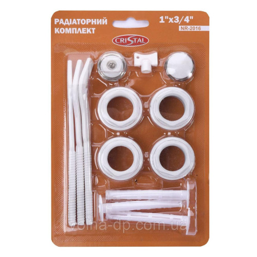 Комплект футорок секційного радіатора CRISTAL NR-2016 3/4" з 3-кронштейнами (HT 416) Комплект футорок секційного радіатора CRISTAL NR-2016 3/4" з 3-кронштейнами (HT 416)