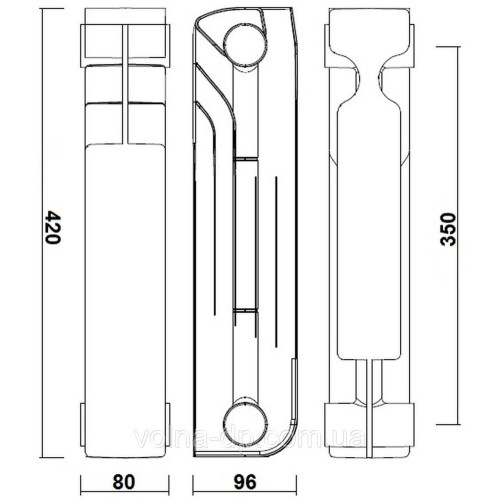 Радіатор біметалевий секційний QUEEN THERM 350/96 (кратно 10) Радіатор біметалевий секційний QUEEN THERM 350/96 (кратно 10)