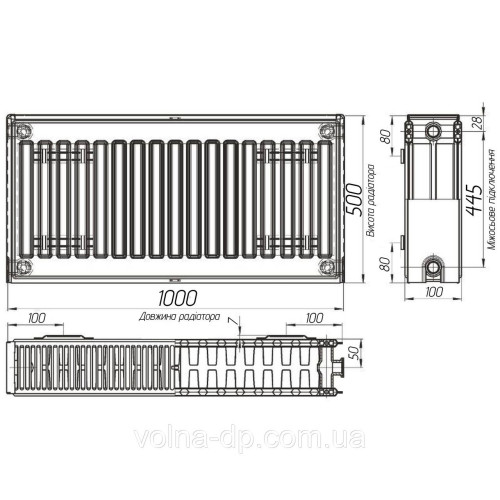 Радіатор сталевий панельний OPTIMUM 22 бок 500х1000 Радіатор сталевий панельний OPTIMUM 22 бок 500х1000