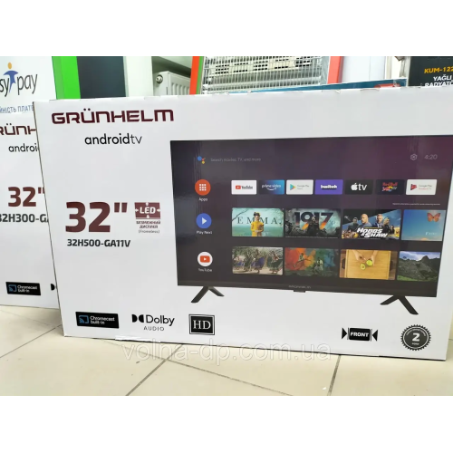 Телевізор GRUNHELM 32H500-GA11V T2 SMART TV,G7L Google android 11.0, color box Телевізор GRUNHELM 32H500-GA11V T2 SMART TV,G7L Google android 11.0, color box